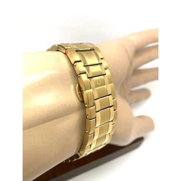 Bulova Men's Watch 98E113 Quartz Chronograph Diamond Slver Dial Gold Steel 42mm - Picture 11 of 15